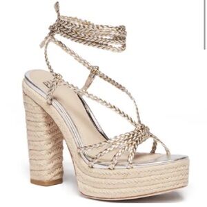 Paige Carson Braided Ankle-Wrap Platform Heels